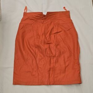 Yucatan Bay Leather  Orange Pencil Skirt